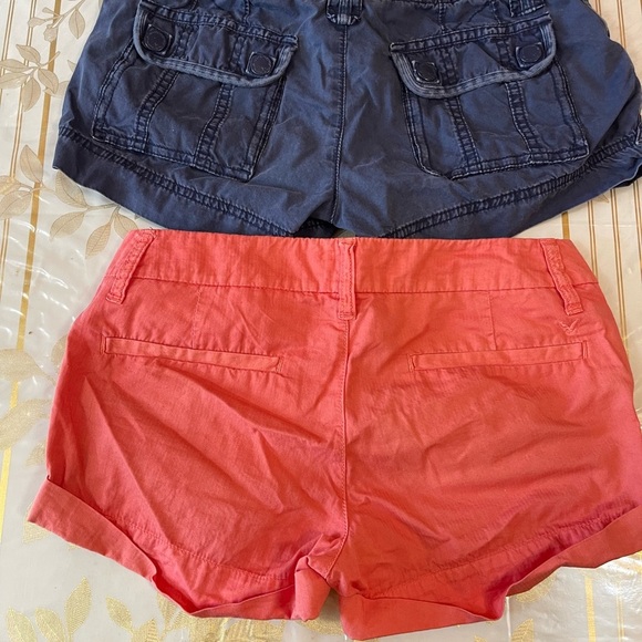 Set Of 2 American Eagle Outfitters Cotton  Shorts Sz 0/ 00 Blue/ Coral - Picture 9 of 9